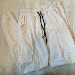 forever 21 white cargo sweatpants